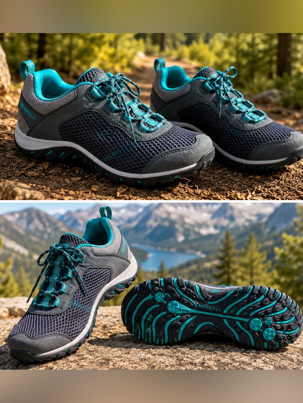 Merrell Women’s Mesh Sneaker in Teal and Gray | Size 8 - Picture 3 of 4